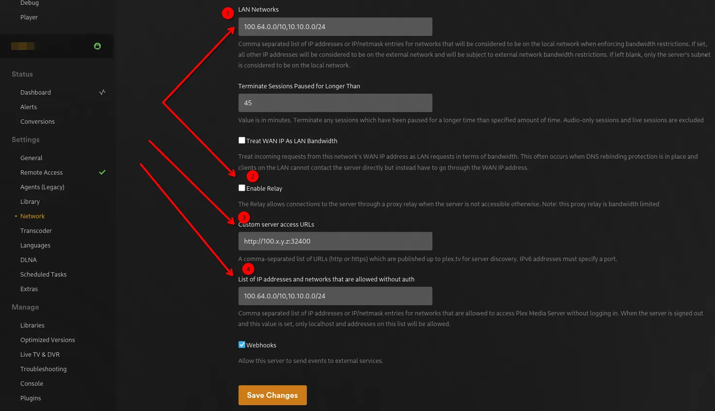 Plex Server Network settings, optimizing it for usage by your VPN!