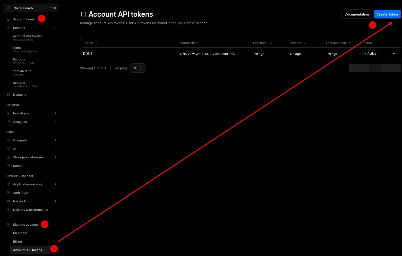 Screenshot showing Cloudflare Account Access API settings
