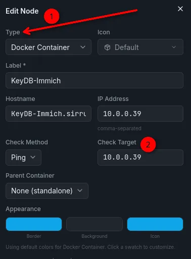 Screenshot of the Edit Node GUI, where you can customize almost every feature of how a Node will look and behave on your Canvas.