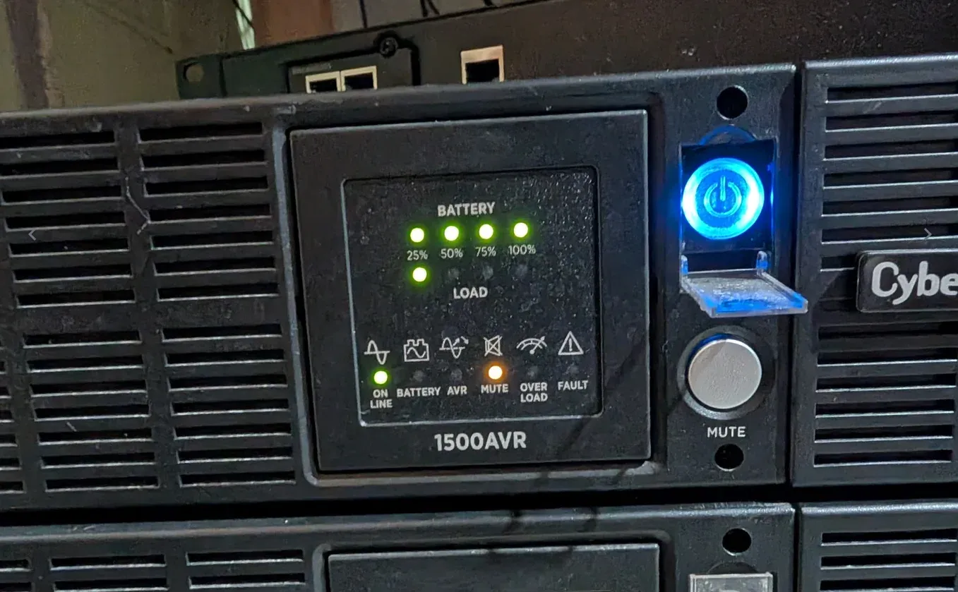 A dual rackmounted Cyberpower 1500AVR UPS